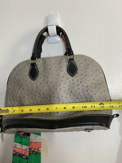 dooney and bourke w ostridge print removable tunes tie sash gray leather shoulde