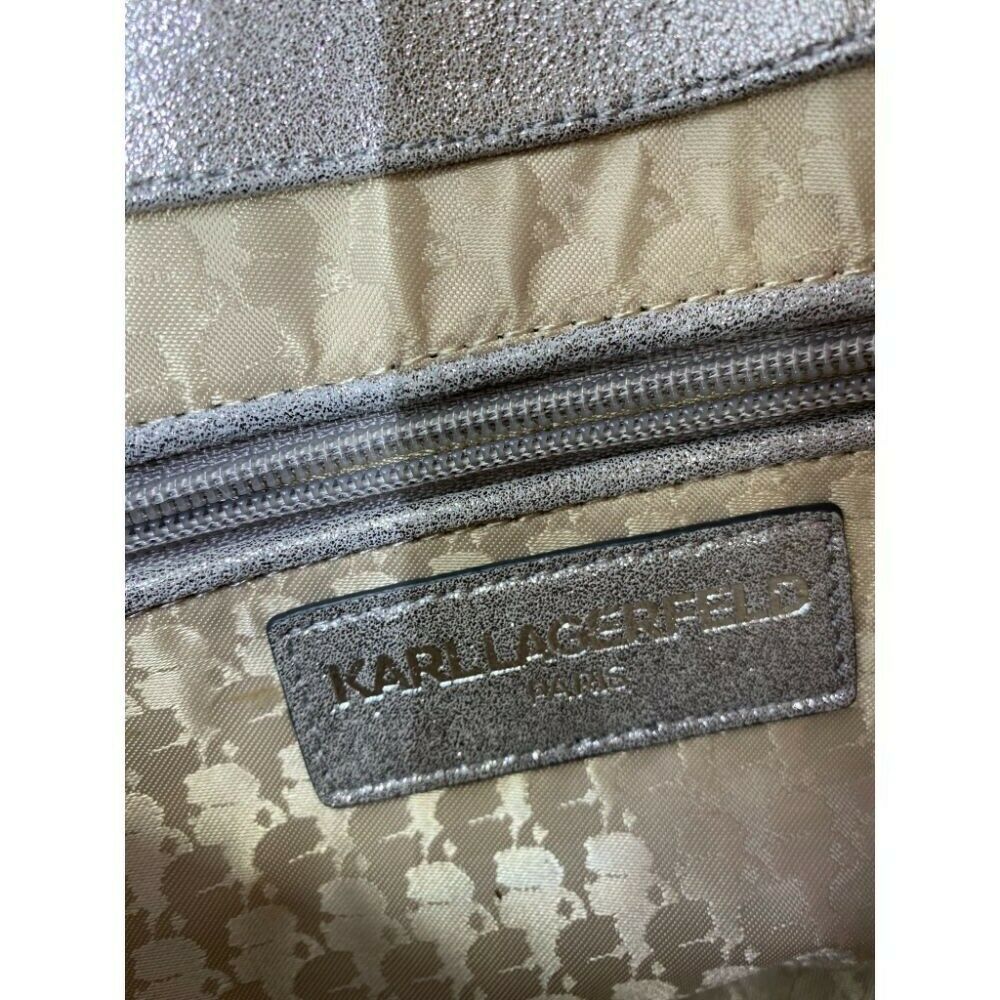 Karl Lagerfeld Gray Silver Leather Shoulder Bag