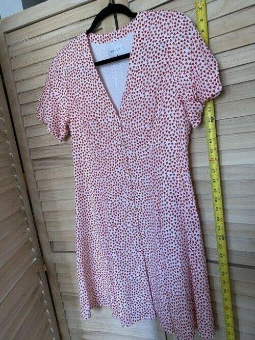 milly red white new heart printed msrp short formal dress