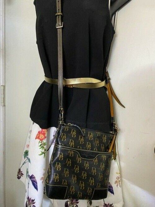 dooney and bourke and wallet black yellow cross body bag