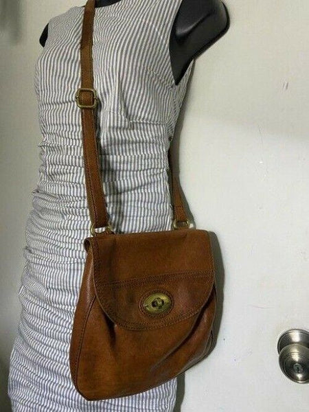 Fossil brown leather shoulder bag