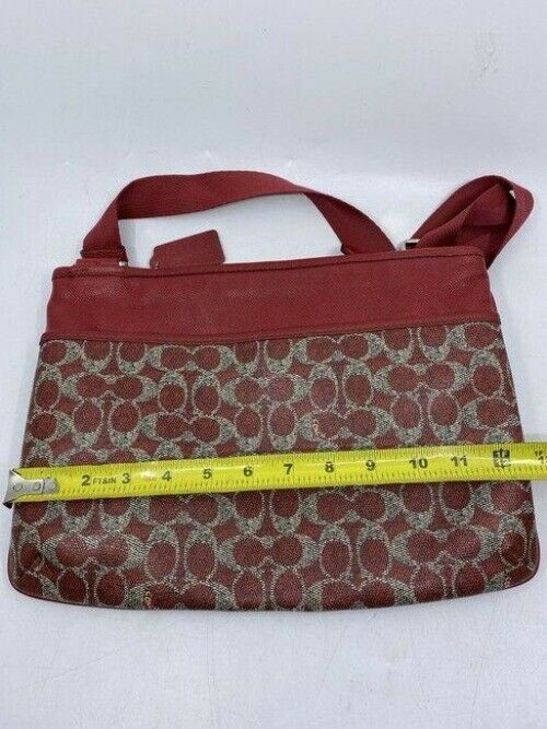 coach all over logo red coated canvas cross body bag