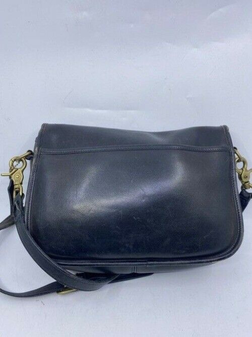 Coach City Vintage Black Leather Cross Body Bag