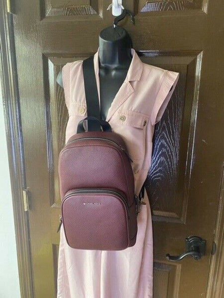 Michael Kors Cooper Ling Pack Merlot Pebbled Leather Backpack