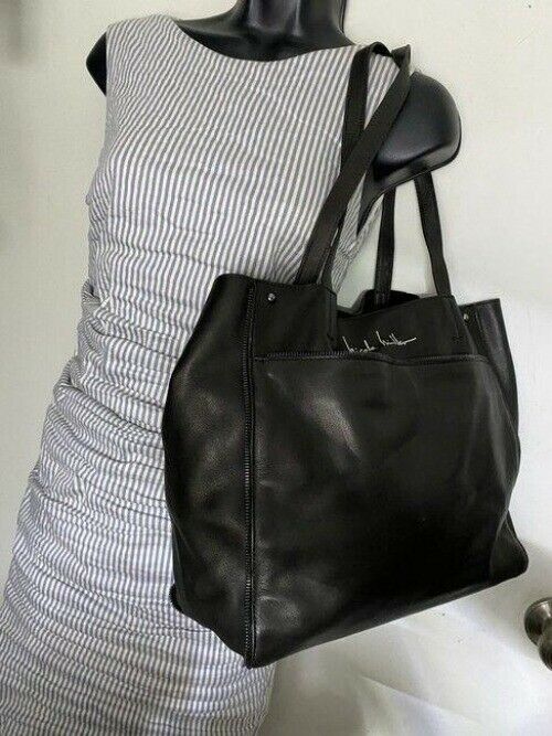 Nicole Miller Shopping Nwot Msrp Black Leather Tote