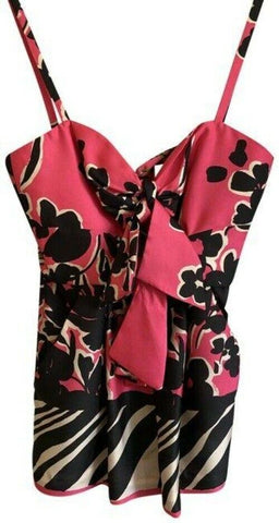 milly pink black white new floral print spaghetti strap small tank topcami