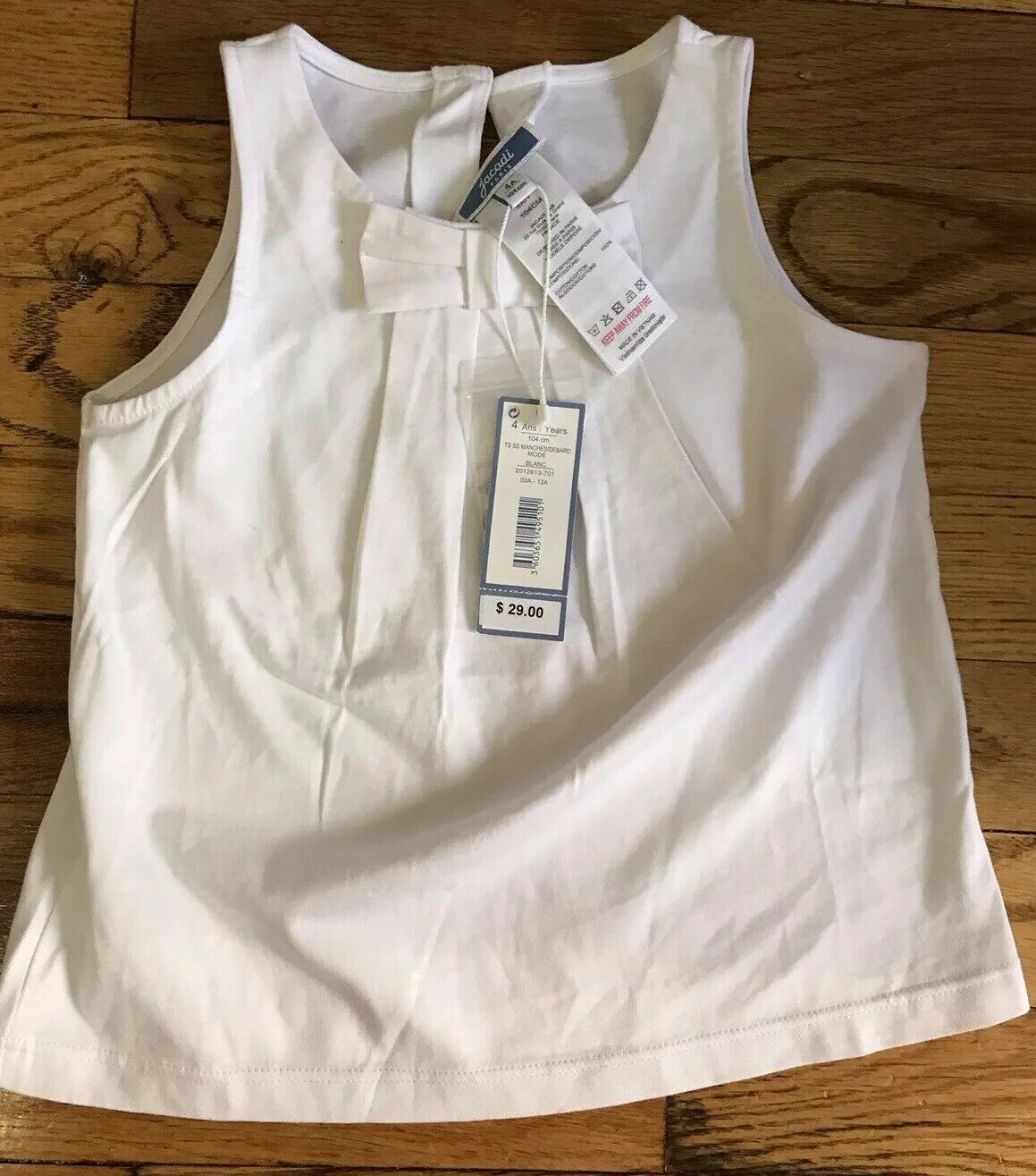 NWT! Lot Of 2 JACADI White Cotton Tops 4 Yrs