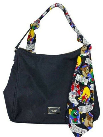 kate spade w w looney tunes tie scarf black nylon tote