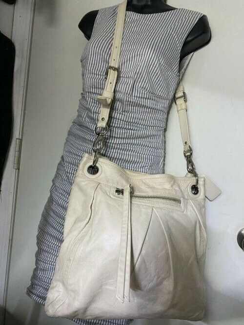 Coach xl shoulder white leather cross body bag