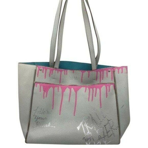 hicole hiller Leather Handbag Graffiti Gray Pink