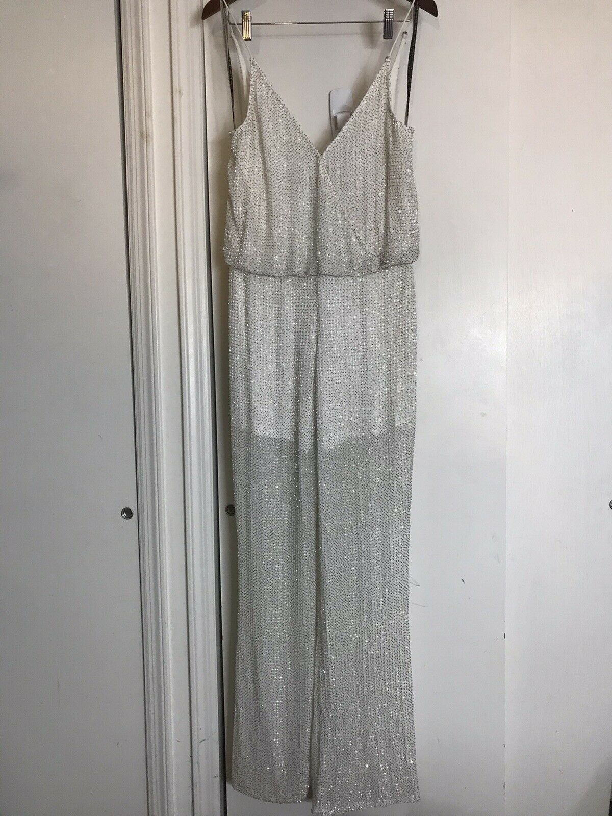 ROSA CHA White Fully Beaded Jumpsuit size 2