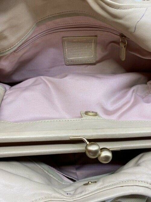 coach medium material pink beige fabric shoulder bag