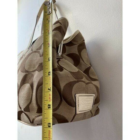 COACH Large Tan Brown Jacquard Fabric Tote Bag