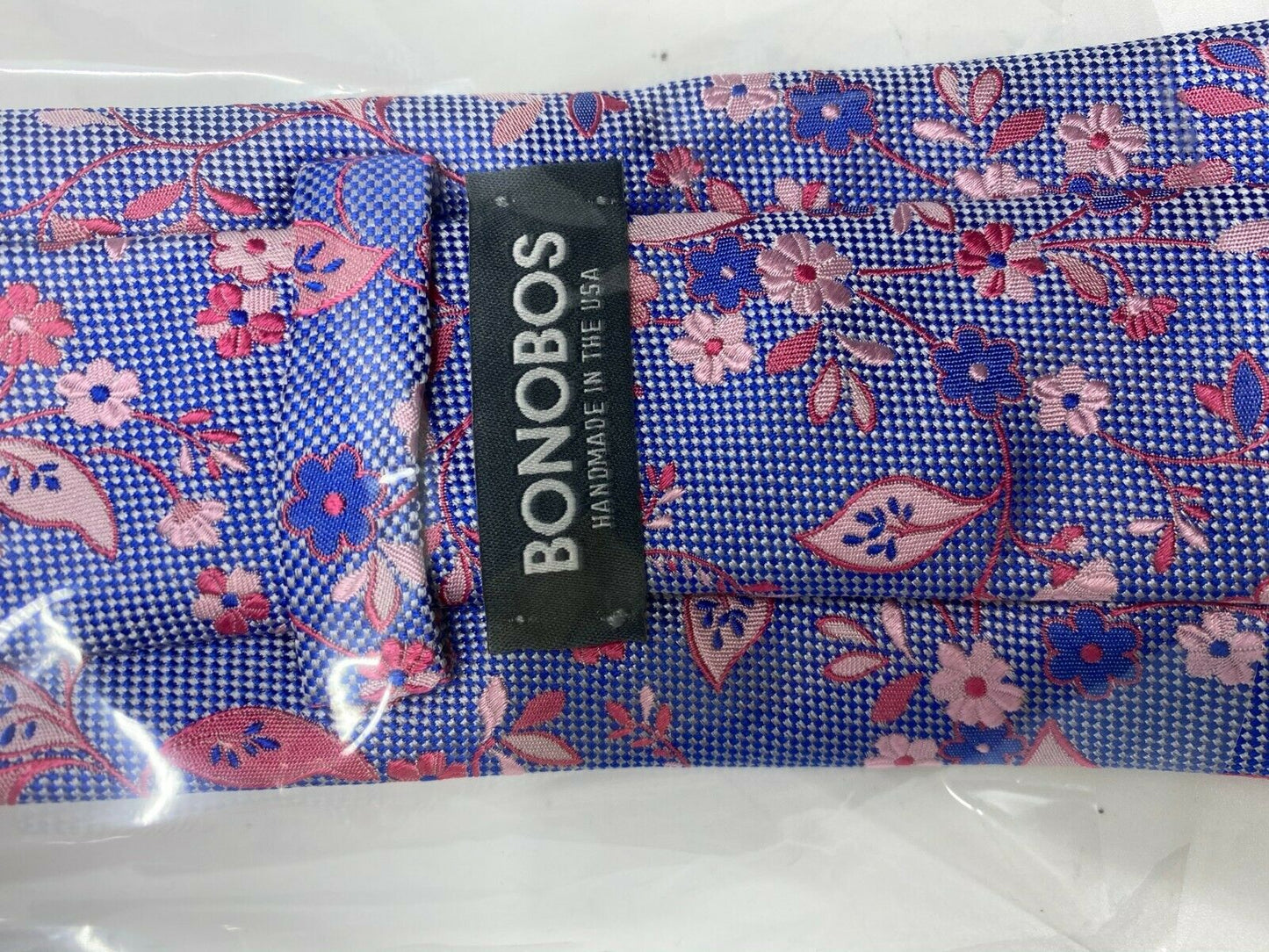NWT BONOBOS Neck Tie Blue Textured Floral Great for Spring MSRP 98