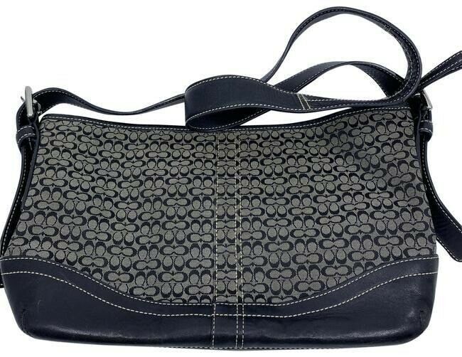 Coach Black Beige Fabric Cross Body Bag