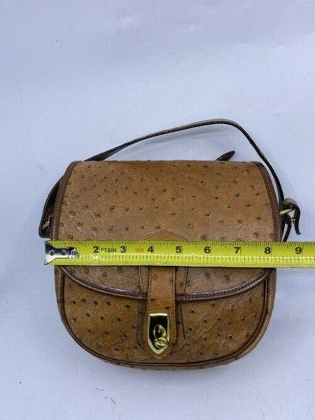 Dooney and Bourke ostritch flap brown leather cross body bag