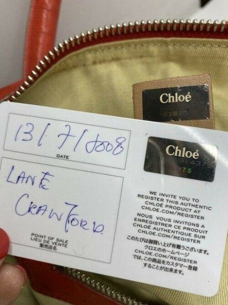 chloe red leather shoulder bag