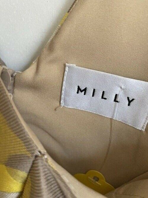 milly yellow white tan new printed msrp short formal dress