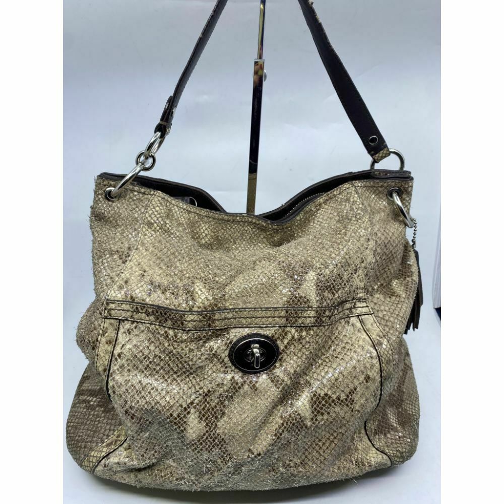 COACH Animal Embossed Leather Tan Shoulder Bag Amazing!