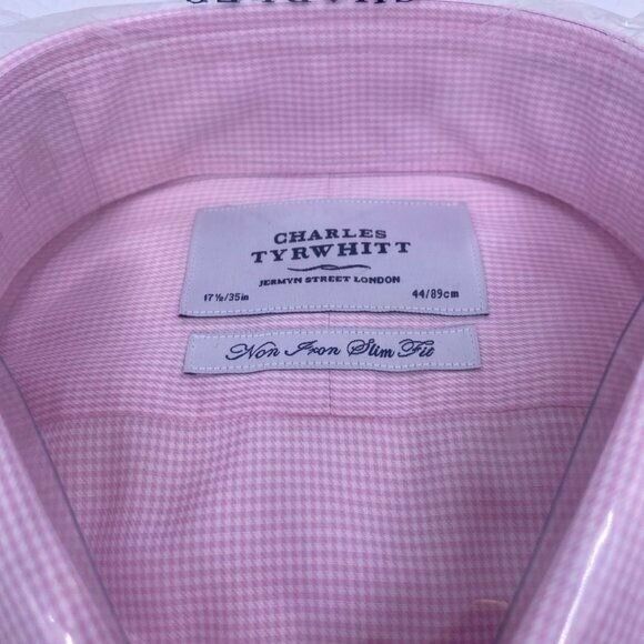 Charles Tyrwhitt Light Pink non iron puppytooth slim fit shirt