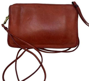 coach vintage medium red leather cross body bag