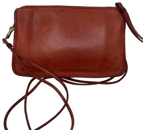 coach vintage medium red leather cross body bag