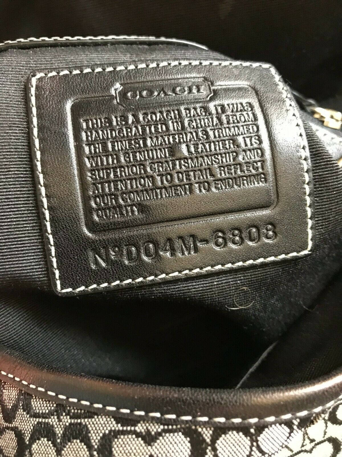 Coach Black Fabric Signature hand bag