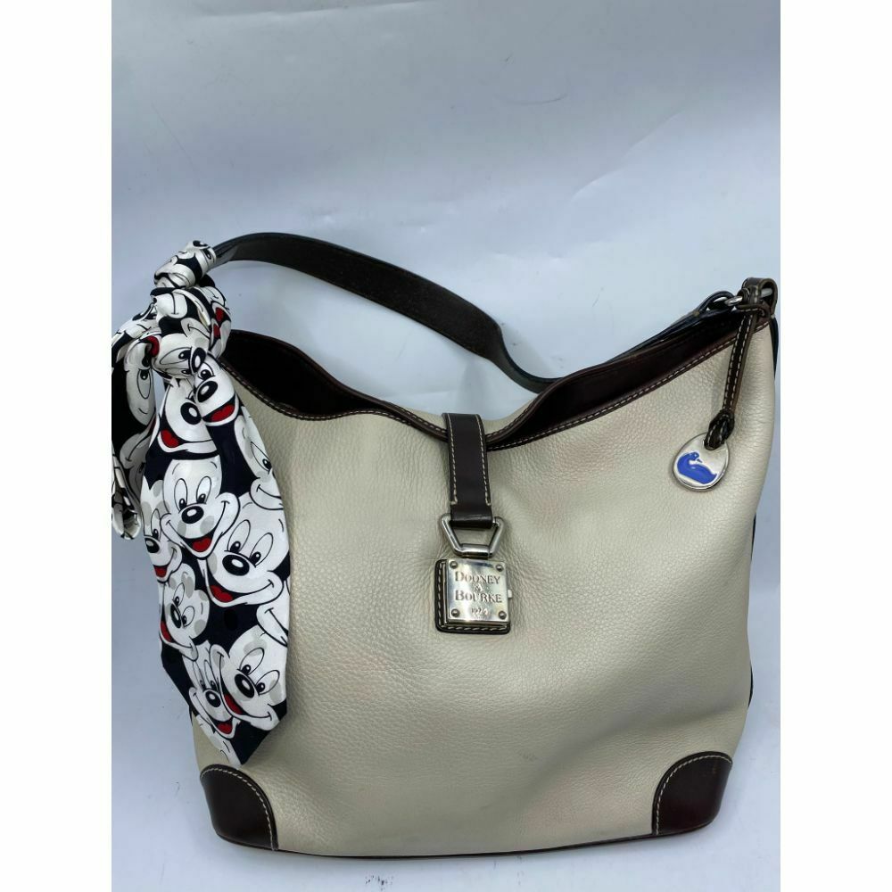 DOONEY & BOURKE Vintage White/ Brown Hobo Bag w/ detachable Mickey Mouse Sash
