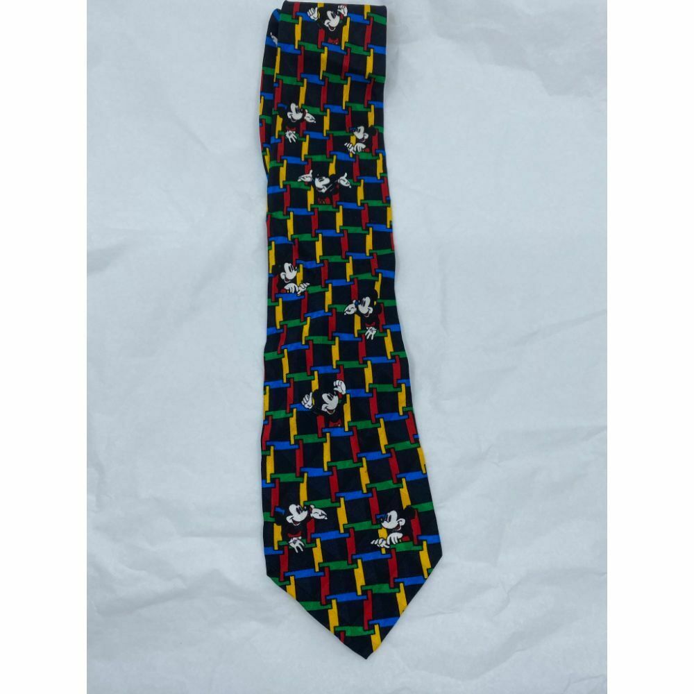 MICKEY MOUSE Disney Neck Tie Multicolor Hand Made 100% Silk