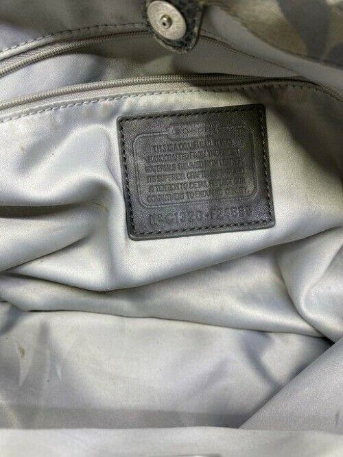 coach large snakeskin gray fabric shoulder bag