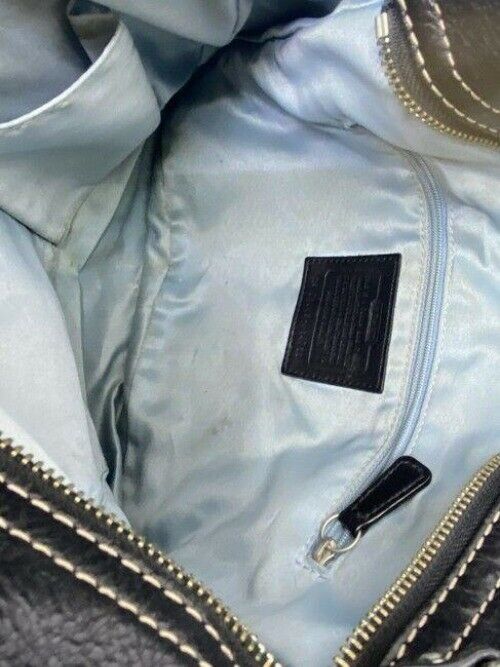 coach mini bag black beige fabric tote