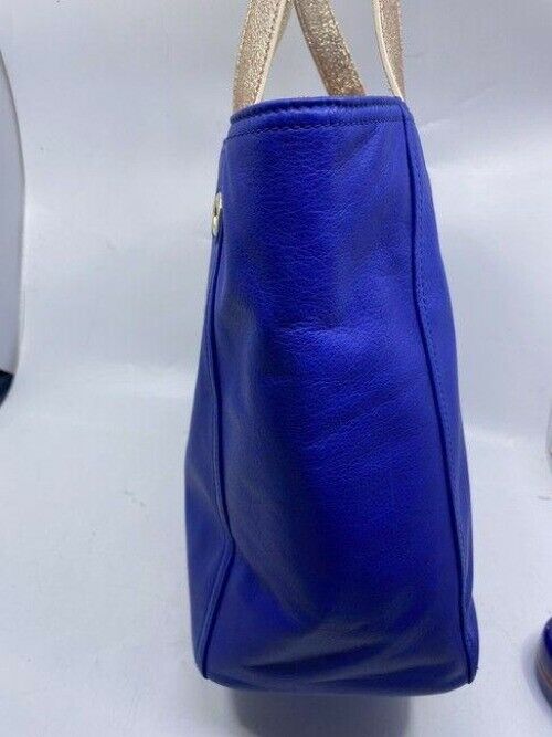 Nicole Miller Shopping Nwot Msrp Blue Leather Tote