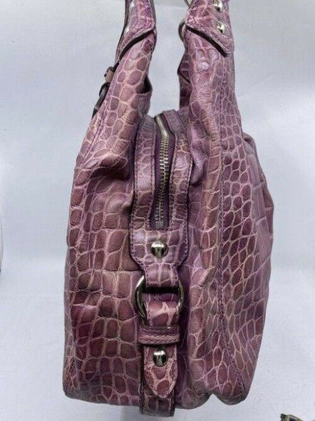 coach croc embossed eddie msrp purple shoulder bag
