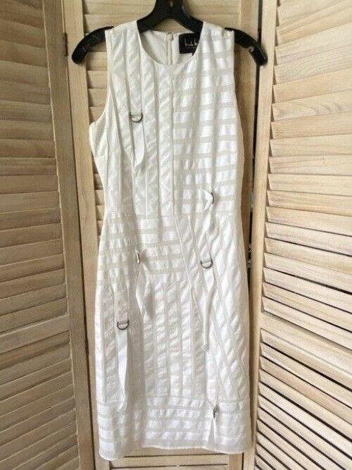 nicole miller white slim msrp small short formal dress