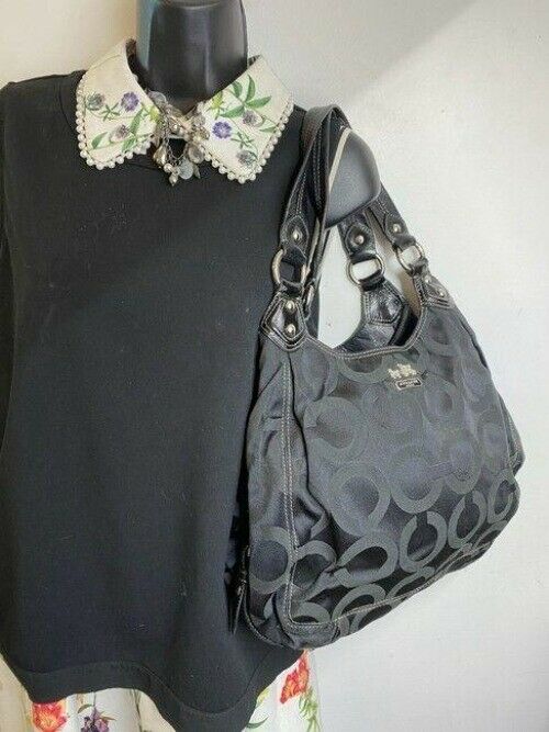 coach bag eddie black jacquard fabric tote