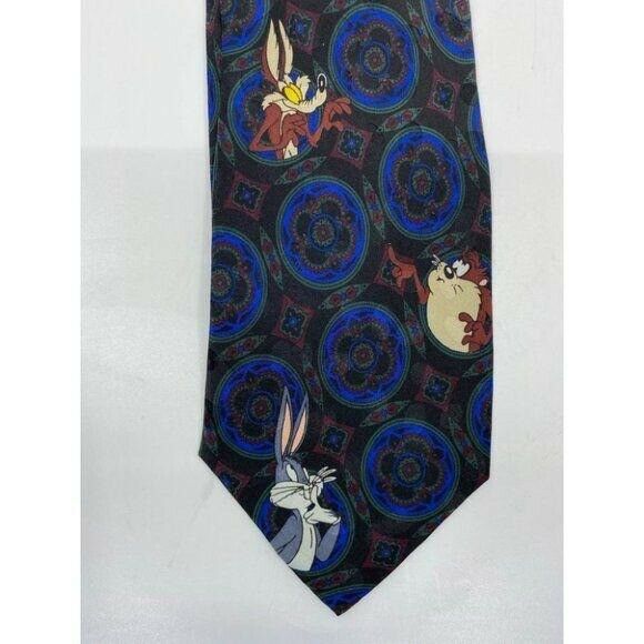 NWOT Looney Tunes Neck Tie Navy Diamond Circles