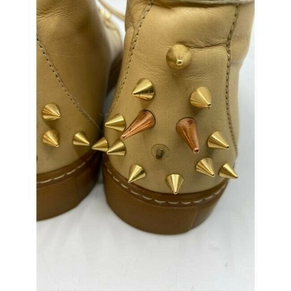 RUTHIE DAVIS Tan Leather Mid Top Fashion Sneakers w/ Spikes Size 8