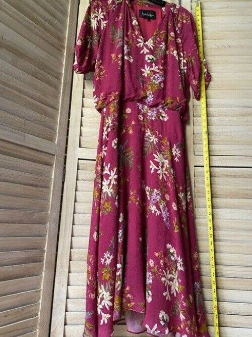 nicole miller purple green white floral msrp long casual maxi dress