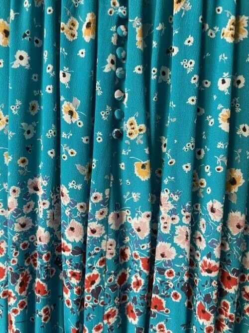 Nicole Miller Sky Blue New Floral Smocking Small Msrp Mid Length Short Casual Dr