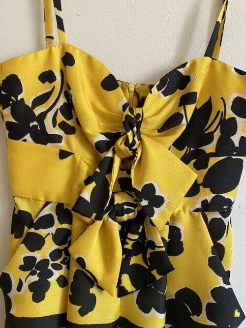 Milly yellow black white new floral print spaghetti strap tank topcami
