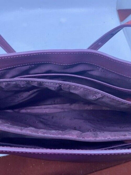 Tory Burch Emerson Buckle Laptop Burgunday Saffiano Leather Shoulder Bag