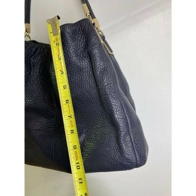 coach large eddie triple compartment navy leather shoulder bag