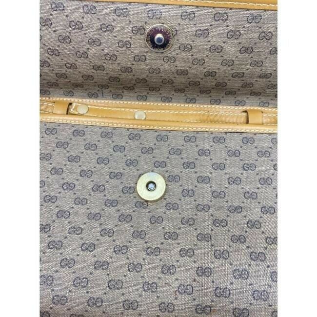 GUCCI Vintage Flap Coated Canvas Crossbody Bag w Leather trim