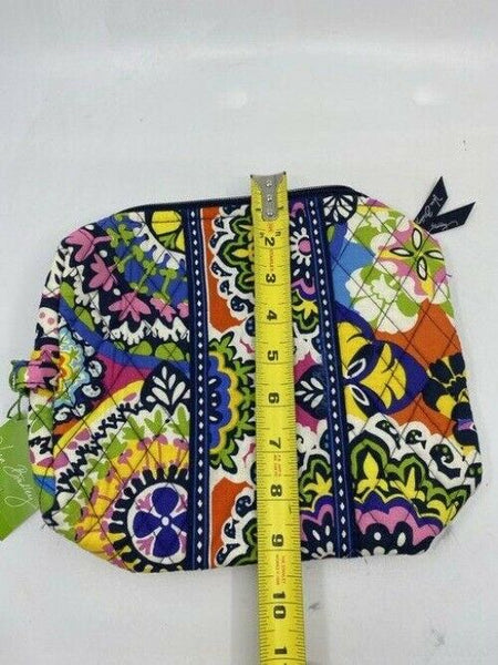 vera bradley yellow green blue quilted fabric cosmetic bag