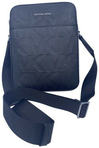 Michael Kors Cooper Logo Flight Black Camellia Matte Leather Cross Body Bag