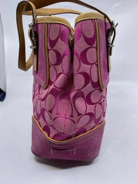 Coach Shoulder Bag Medium Msrp Purple Jacquard Fabric Tote