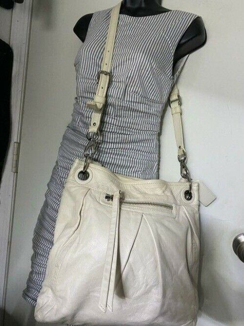 Coach xl shoulder white leather cross body bag