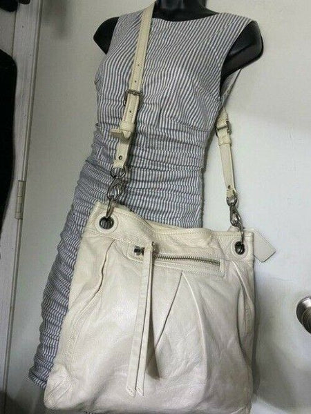 Coach xl shoulder white leather cross body bag
