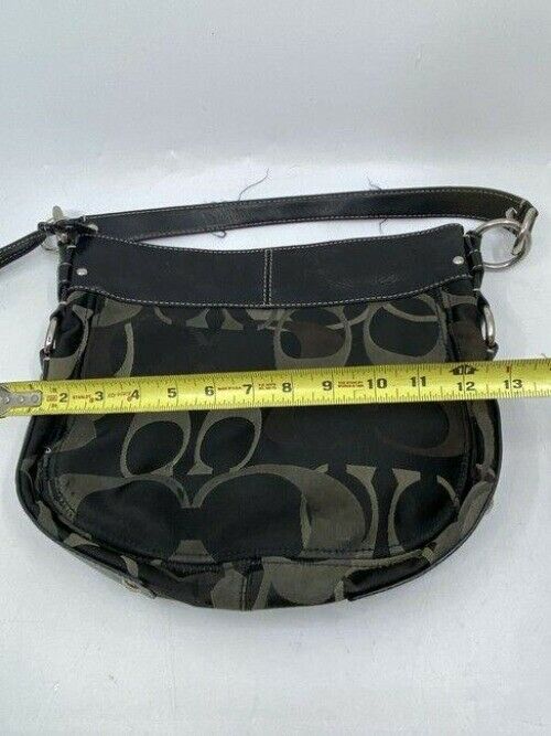 coach mini bag black beige fabric tote
