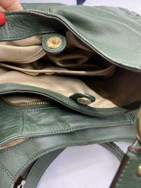 coach vintage dark green leather shoulder bag